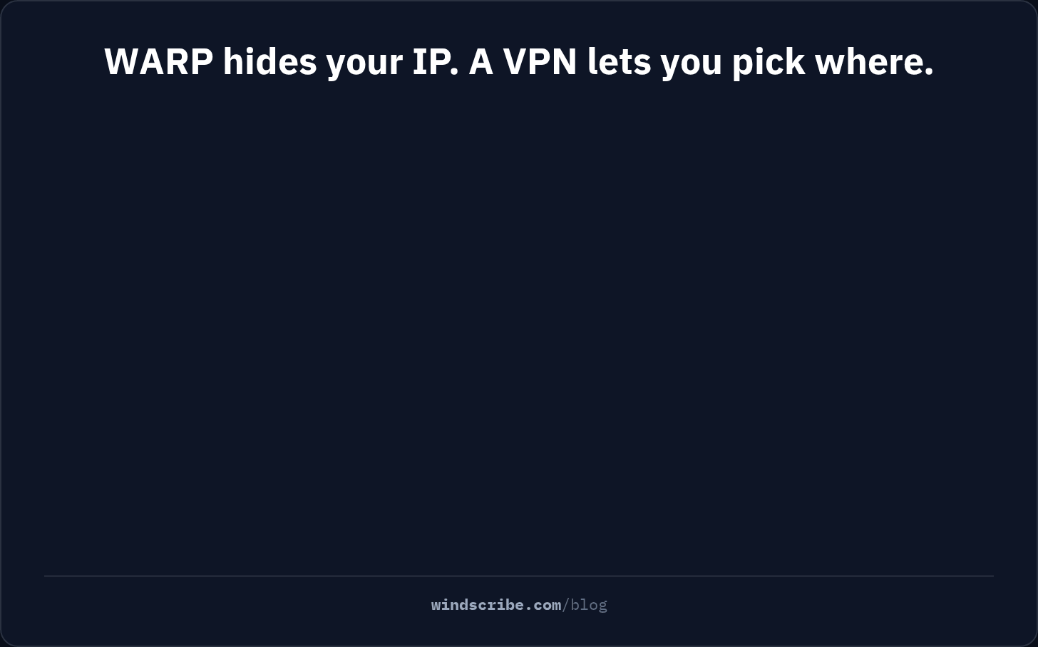 Animation comparing Cloudflare WARP to a bus that only stops at the nearest Cloudflare server and a VPN to a rental car that lets you choose the country you appear in, followed by what each one is good for
