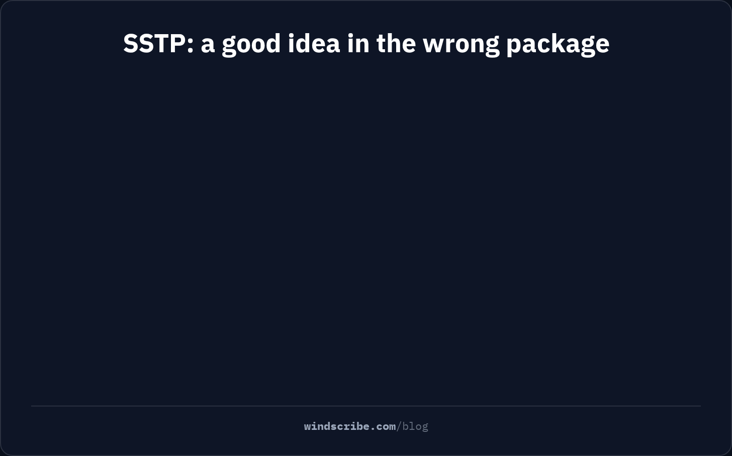 Animation showing SSTP as a good idea in the wrong package: it hides VPN traffic inside normal HTTPS on port 443, but it is closed source, Windows-first and TCP only, so WireGuard, OpenVPN or Stealth are better picks